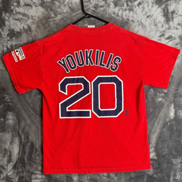 Vintage Y2K MLB Boston Red Short Short Sleeve T-Shirt Size Medium #20 Youkilis - Picture 7 of 7